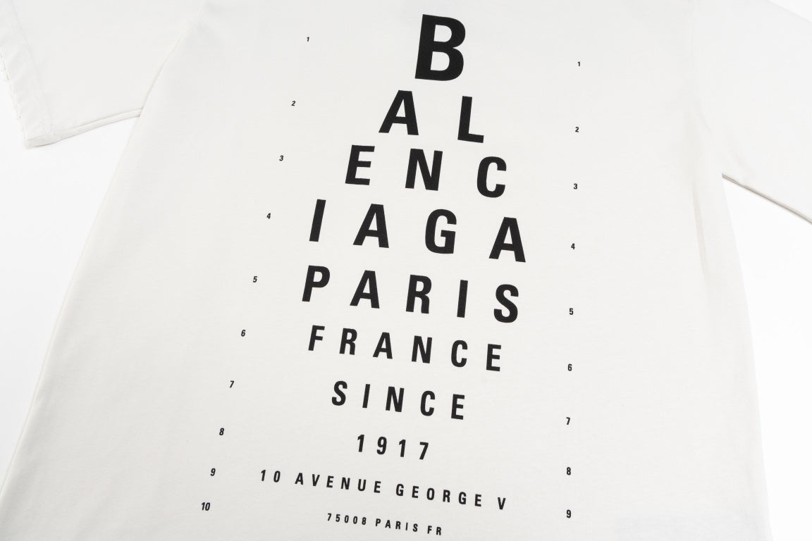 BALENCIAGA Eye Chart Logo Distressed Oversized T-Shirt Unisex XS–L