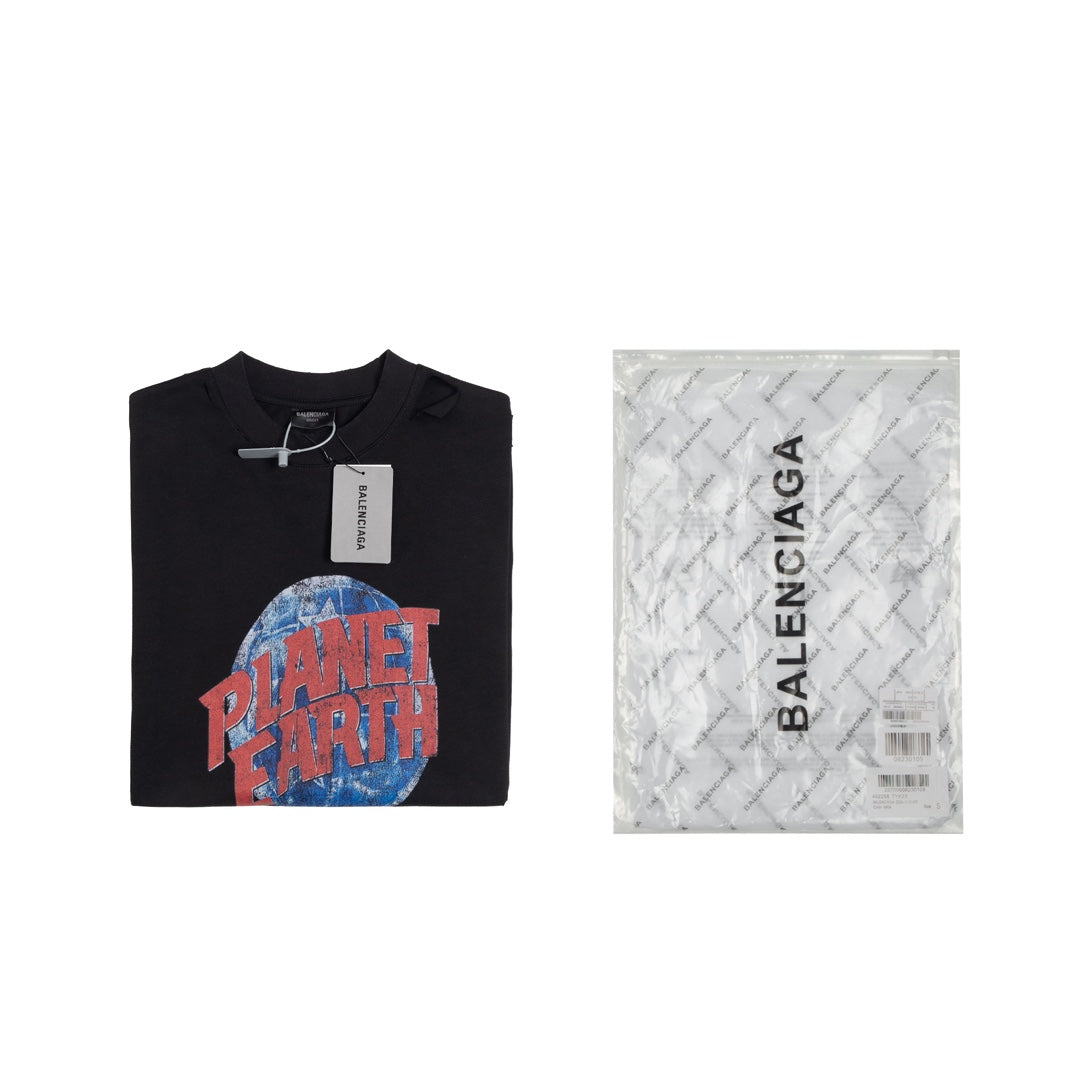 BALENCIAGA Distressed Earth Graphic Oversized T-Shirt Unisex 1–4