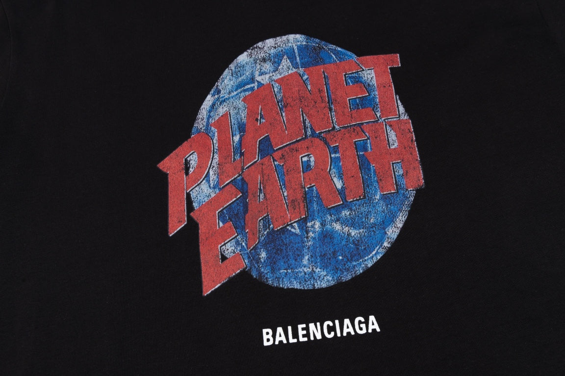 BALENCIAGA Distressed Earth Graphic Oversized T-Shirt Unisex 1–4
