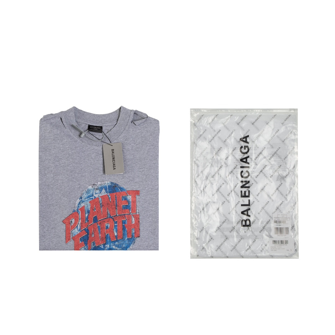 BALENCIAGA Distressed Earth Graphic Oversized T-Shirt Unisex 1–4