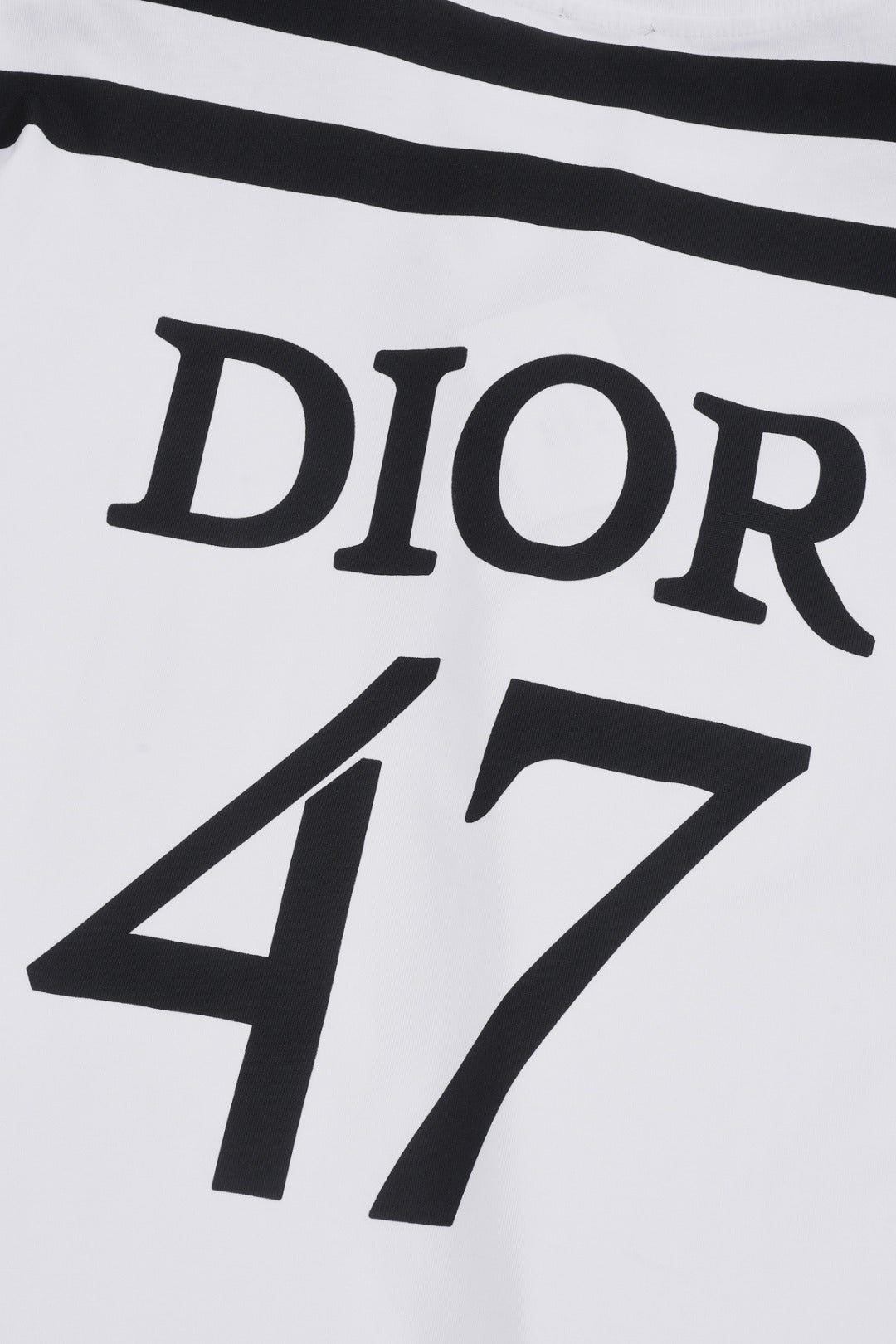 DIOR 25SS Shoulder Stripe & “47” Logo T-Shirt | Pure Cotton | Black & White | Sizes XS–L