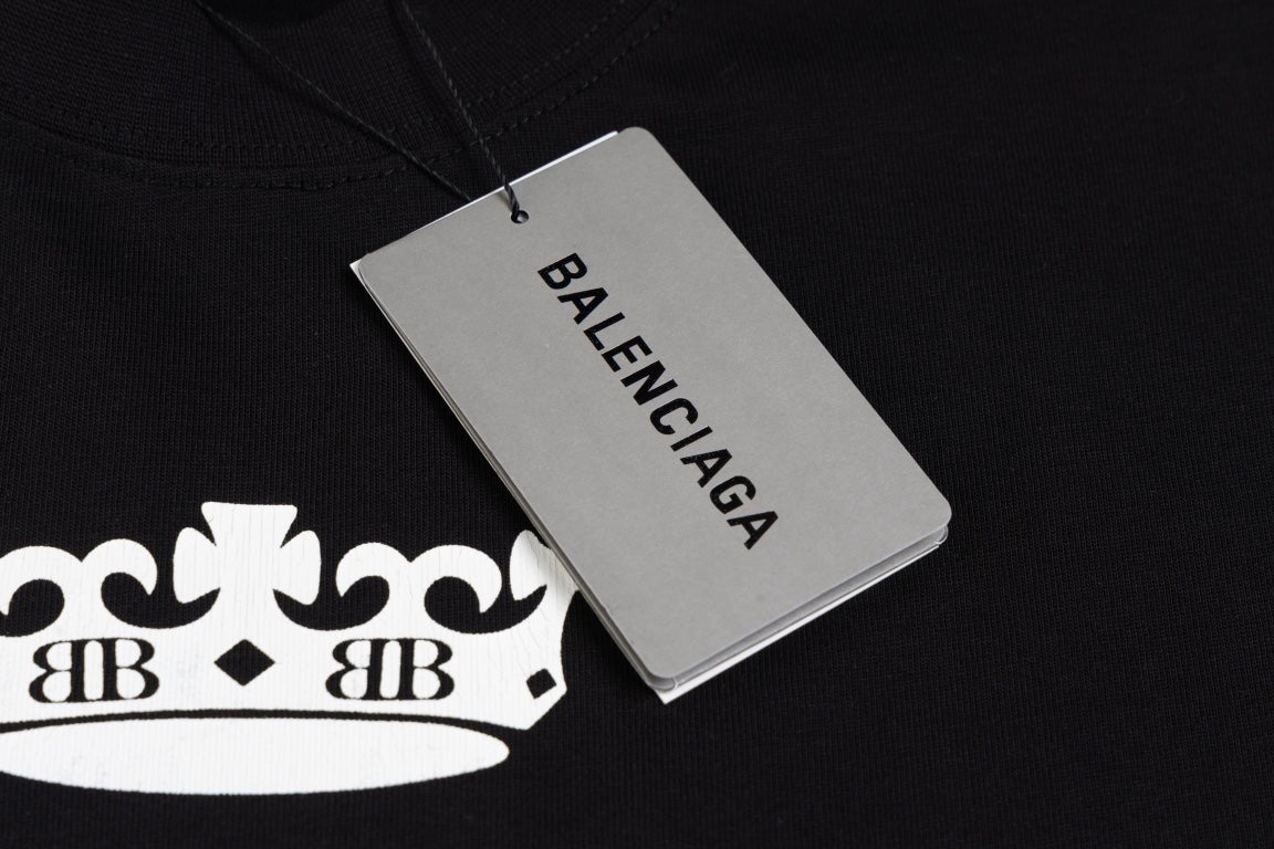BALENCIAGA Crown Lettering Print T-Shirt Premium Heavyweight Oversized Unisex - Size 1/2/3/4