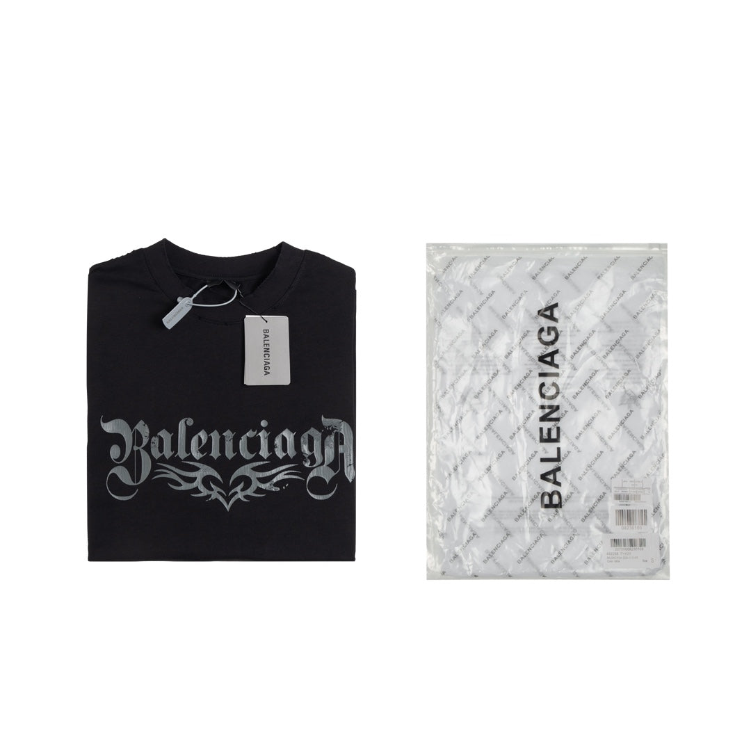 BALENCIAGA Totem Heart Lettering Print T-Shirt Premium Heavyweight Oversized Unisex - Size XS/S/M/L