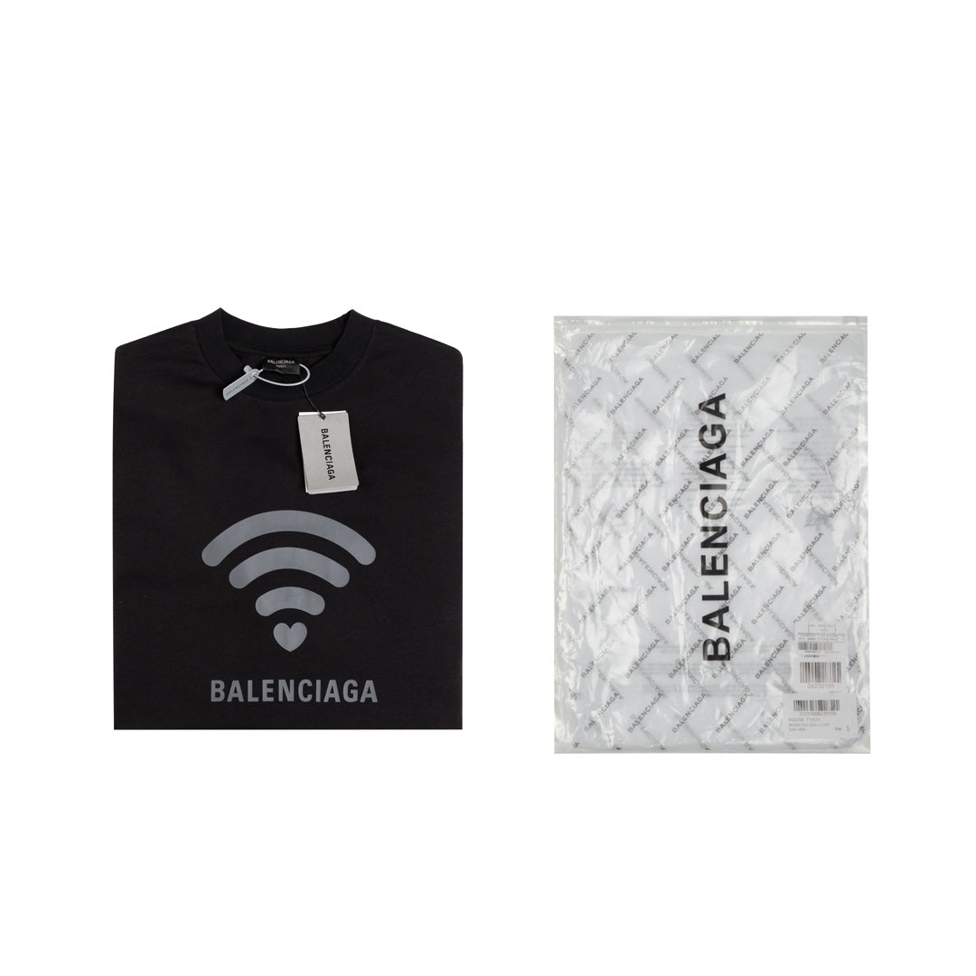 BALENCIAGA Wi-Fi Heart Print T-Shirt Premium Heavyweight Oversized Unisex - Size XS–L