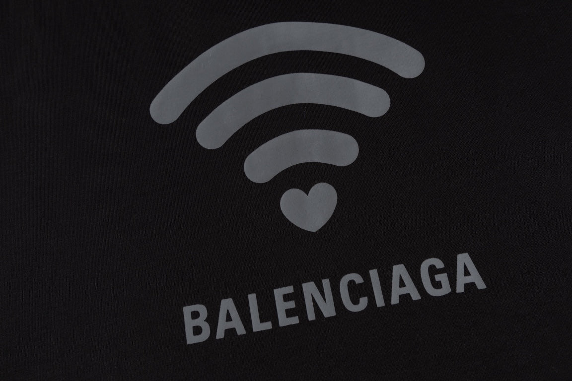 BALENCIAGA Wi-Fi Heart Print T-Shirt Premium Heavyweight Oversized Unisex - Size XS–L