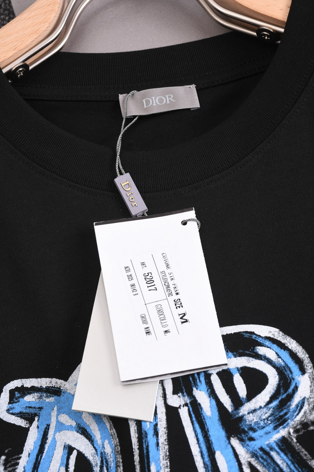 DIOR 25SS Classic Starry Graffiti Logo Print T-Shirt | Pure Cotton | XS–L | Black/White