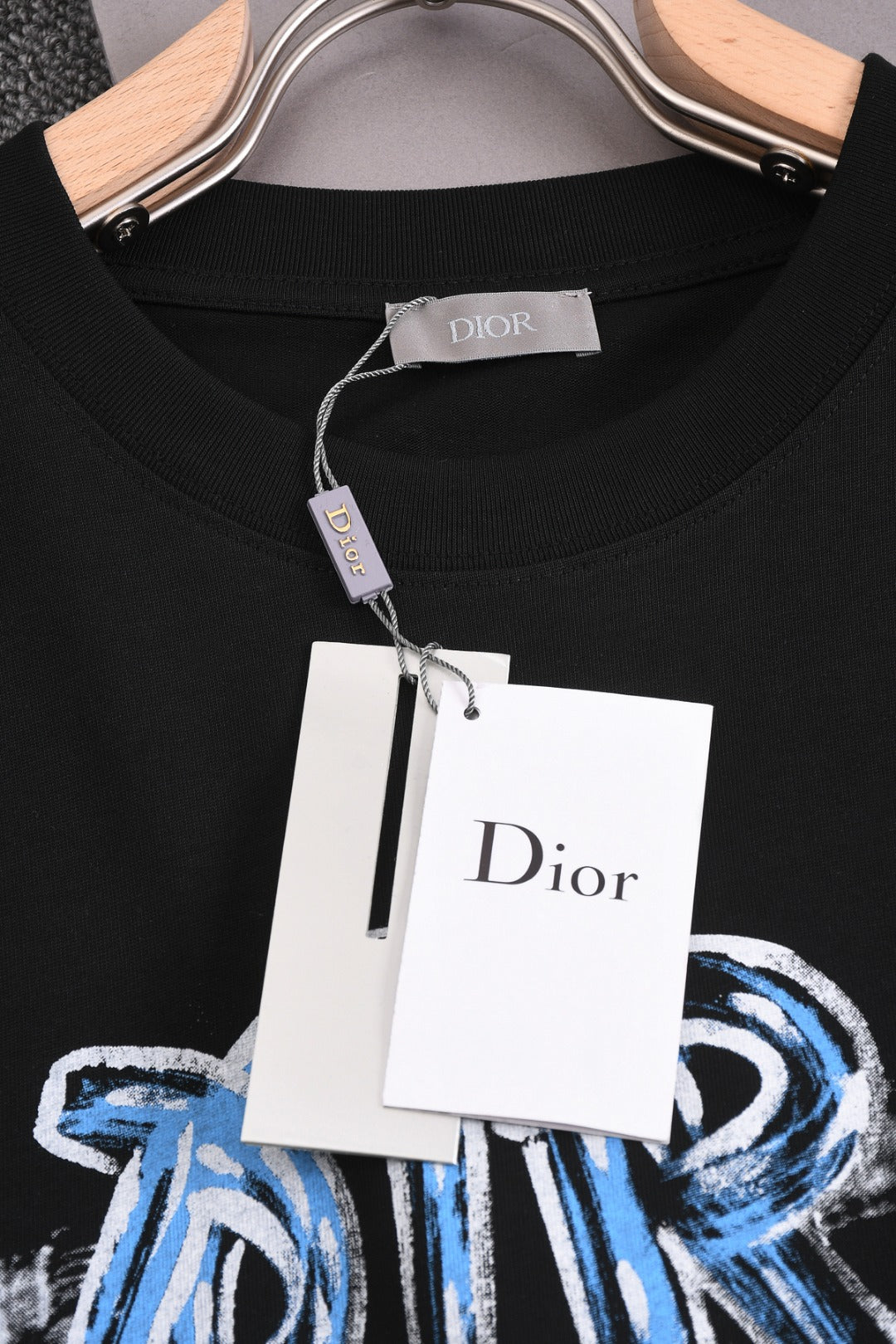 DIOR 25SS Classic Starry Graffiti Logo Print T-Shirt | Pure Cotton | XS–L | Black/White