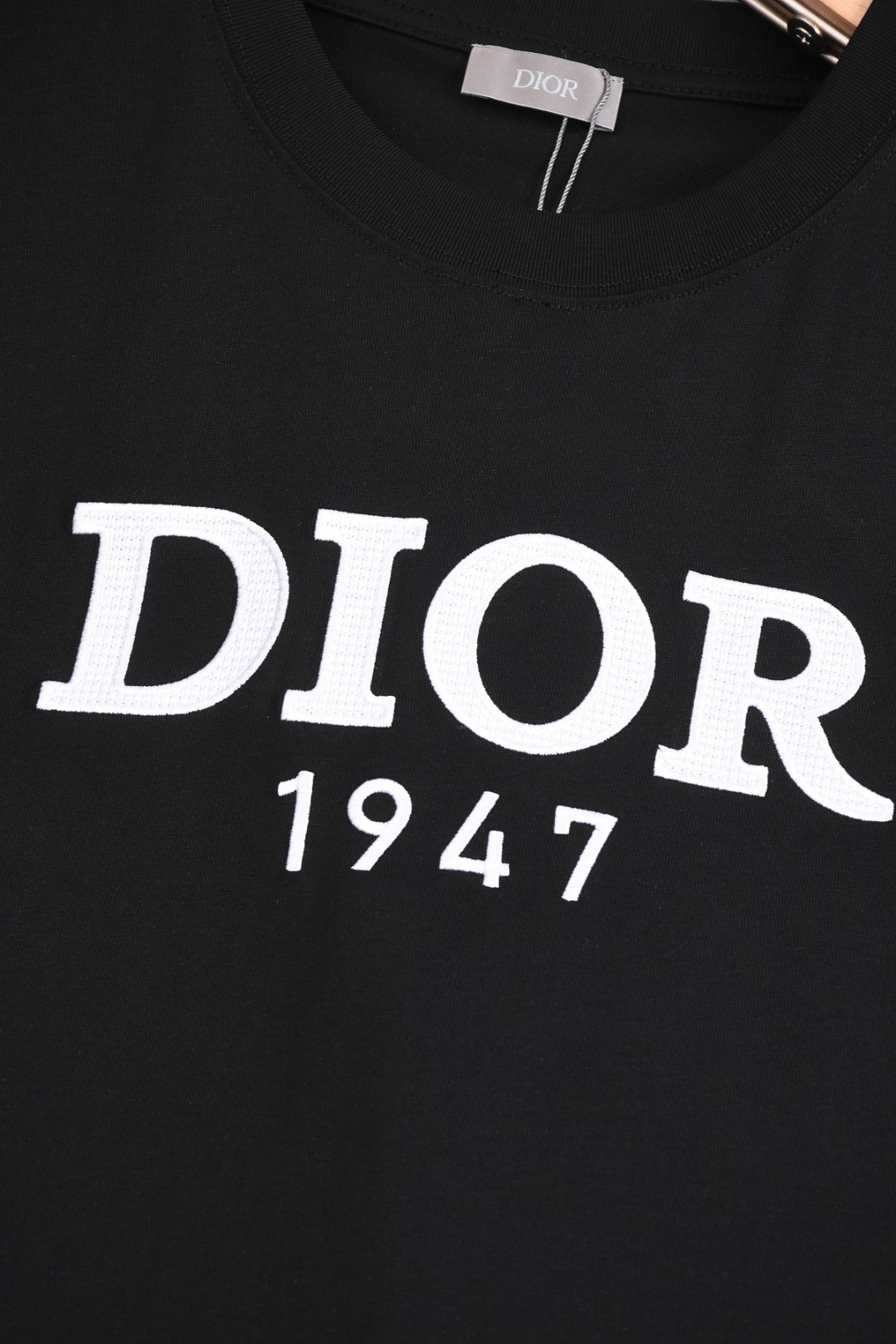 DIOR 25SS Classic 1947 Embroidered Logo T-Shirt | Pure Cotton | XS–L | Black/White/Green