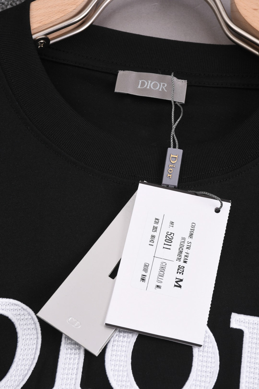 DIOR 25SS Classic 1947 Embroidered Logo T-Shirt | Pure Cotton | XS–L | Black/White/Green