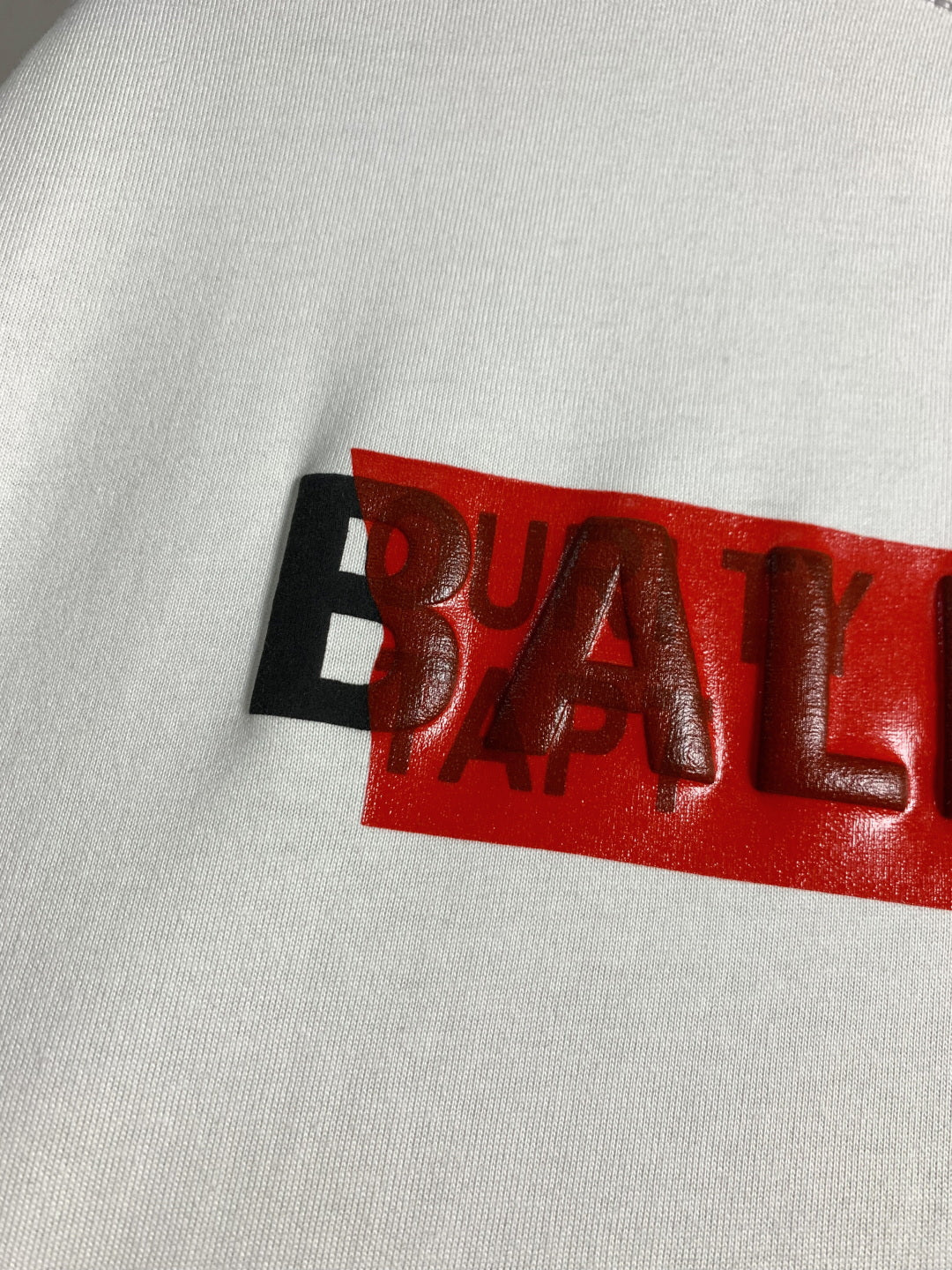 BALENCIAGA Tape Letter Embossed Logo T-Shirt Multi-Layer Print Oversized Unisex - Size XS–L