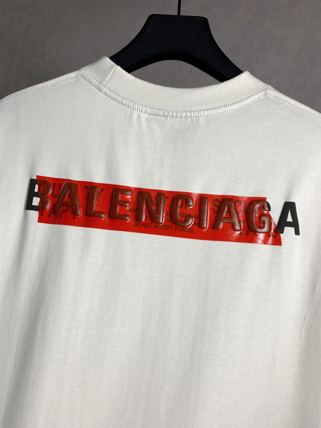 BALENCIAGA Tape Letter Embossed Logo T-Shirt Multi-Layer Print Oversized Unisex - Size XS–L