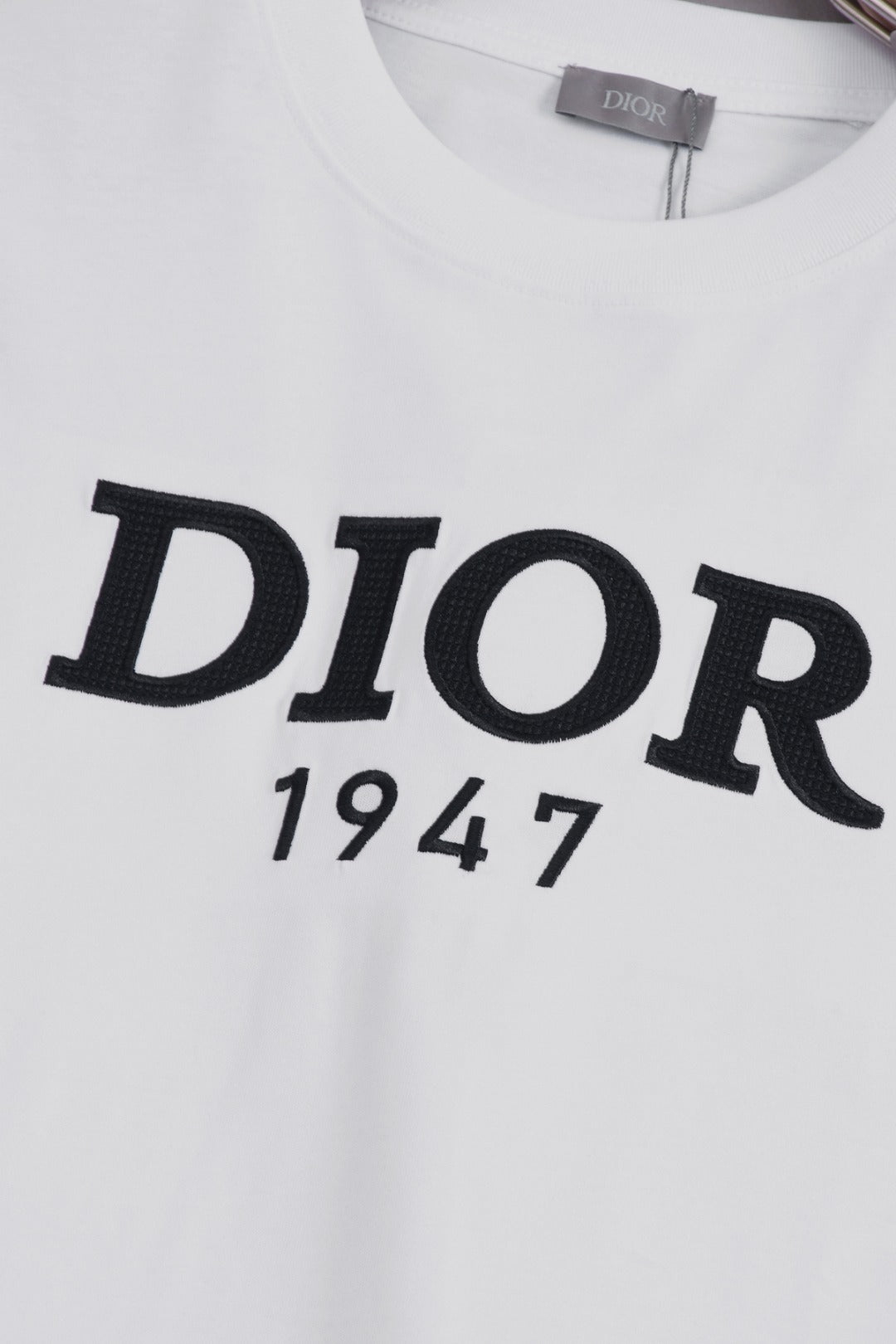DIOR 25SS Classic 1947 Embroidered Logo T-Shirt | Pure Cotton | XS–L | Black/White/Green