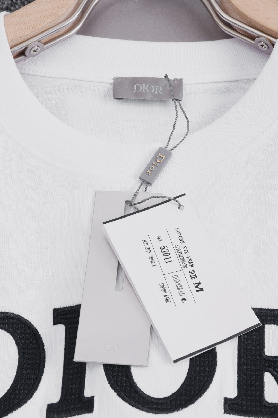 DIOR 25SS Classic 1947 Embroidered Logo T-Shirt | Pure Cotton | XS–L | Black/White/Green
