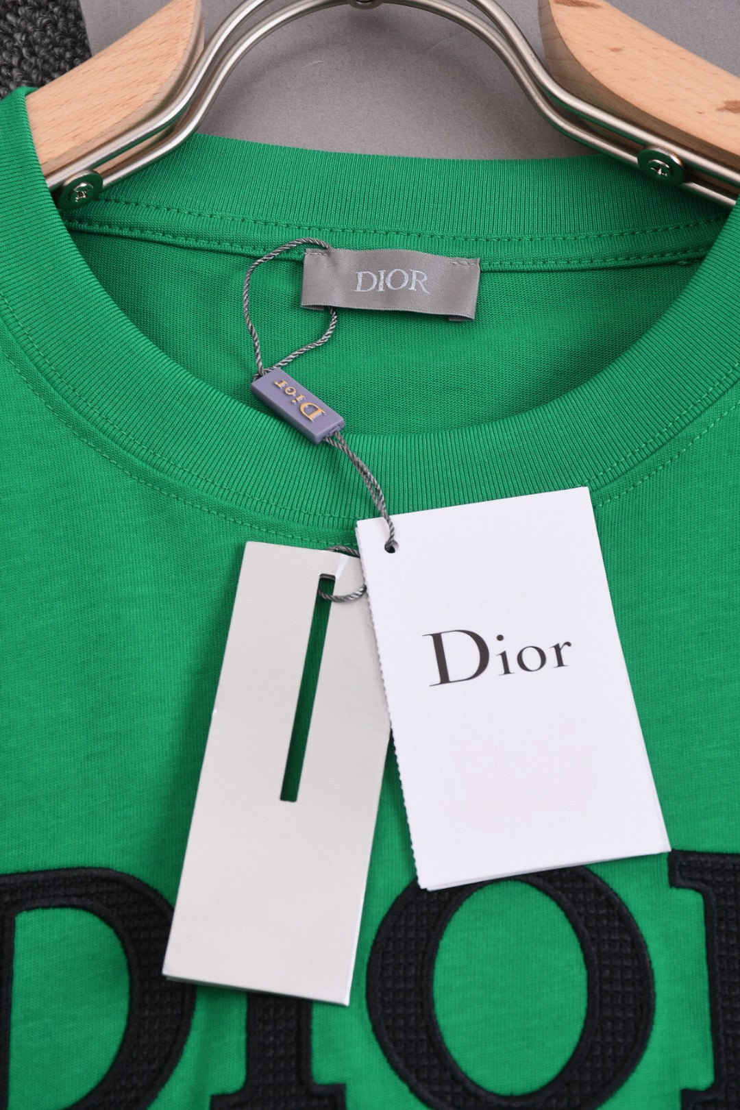 DIOR 25SS Classic 1947 Embroidered Logo T-Shirt | Pure Cotton | XS–L | Black/White/Green