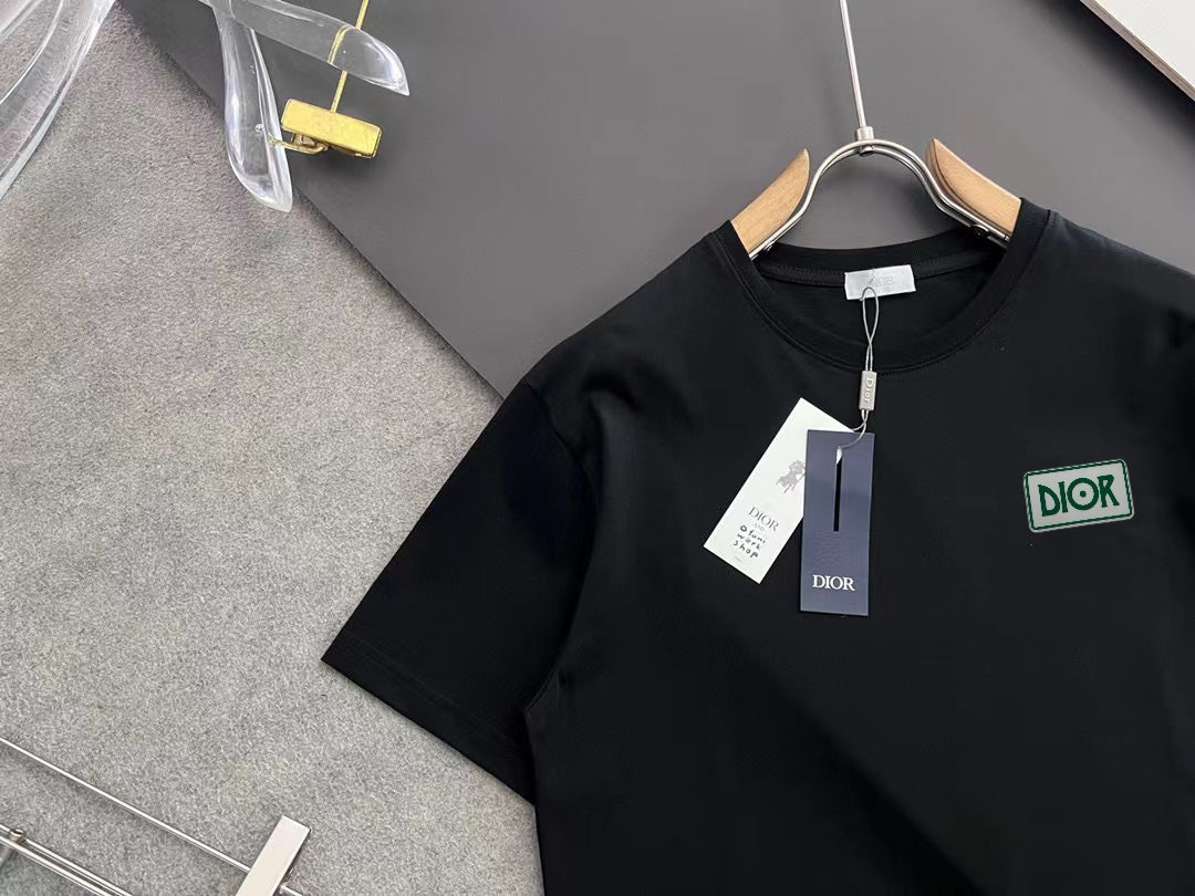 DIOR 2025 Early Spring Handcrafted Gold Logo T-Shirt | Pure Cotton 280g | S–XXL | Unisex