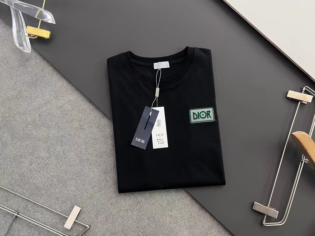 DIOR 2025 Early Spring Handcrafted Gold Logo T-Shirt | Pure Cotton 280g | S–XXL | Unisex