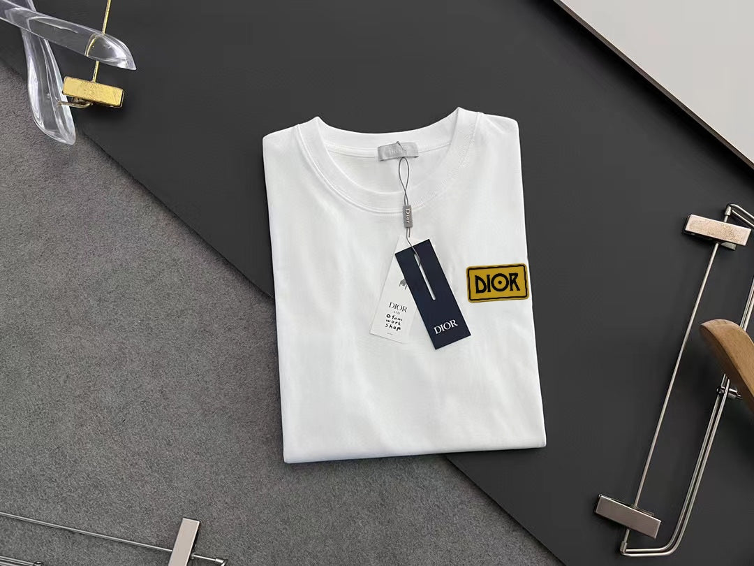 DIOR 2025 Early Spring Handcrafted Gold Logo T-Shirt | Pure Cotton 280g | S–XXL | Unisex