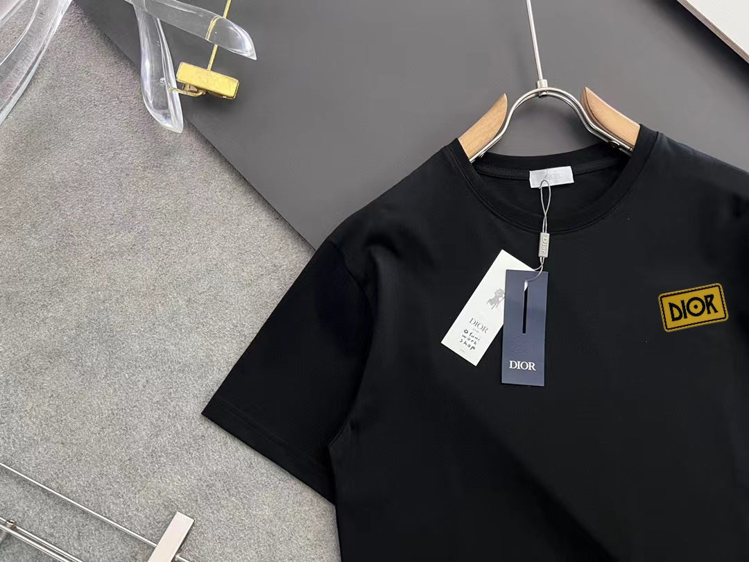 DIOR 2025 Early Spring Handcrafted Gold Logo T-Shirt | Pure Cotton 280g | S–XXL | Unisex