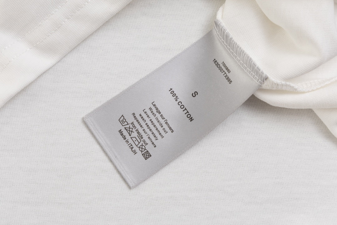 DIOR Embroidered Fluorescent Letter T-Shirt | Gift Box J15 | XS–L | Unisex | Light Blue