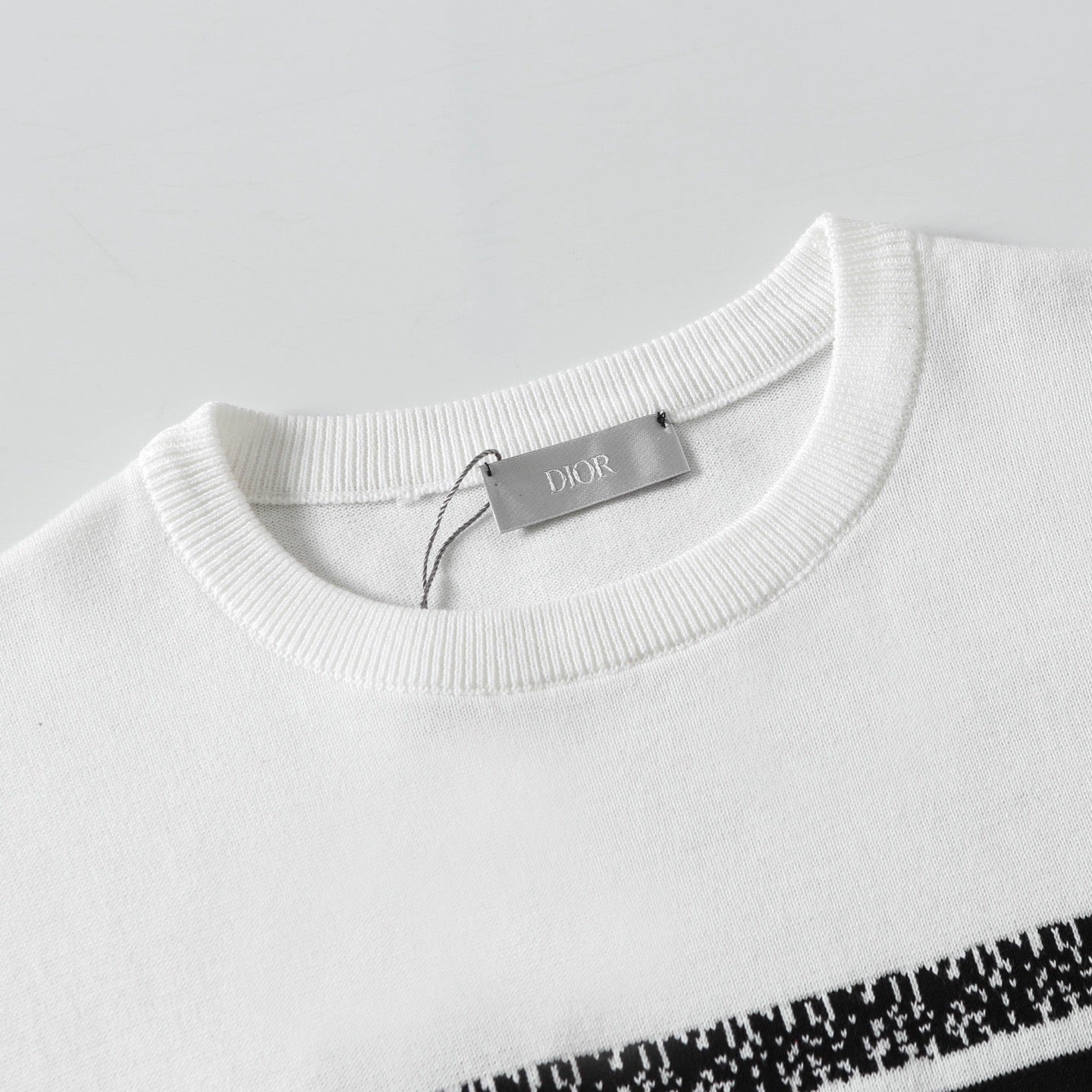 DIOR Logo Jacquard Knit Crewneck T-Shirt – Unisex Classic, Premium Edition (XS-L, Black/White)