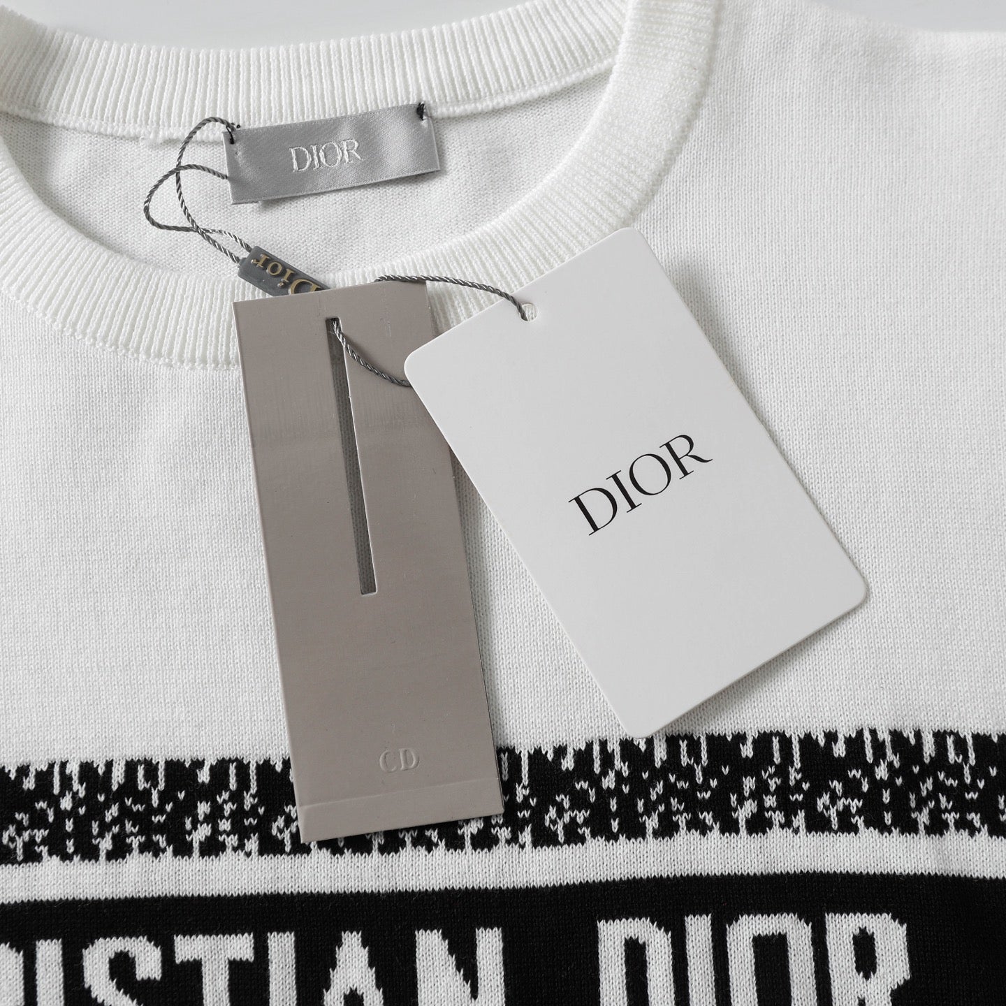 DIOR Logo Jacquard Knit Crewneck T-Shirt – Unisex Classic, Premium Edition (XS-L, Black/White)