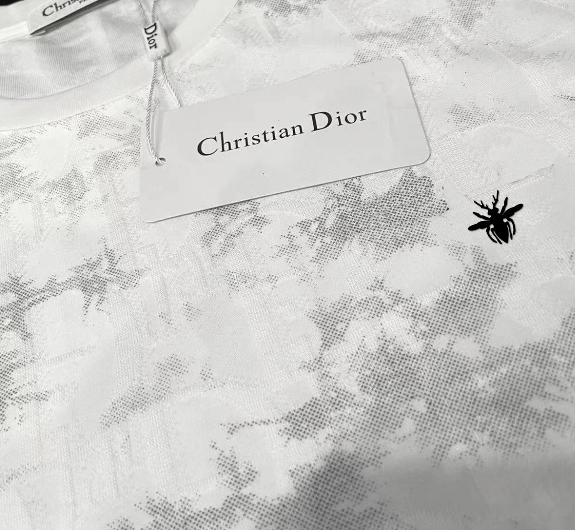 DIOR Tencel-Cotton Jacquard T-Shirt – Luxury Silk-Touch Fabric, Unisex Couple Edition (M–3XL)