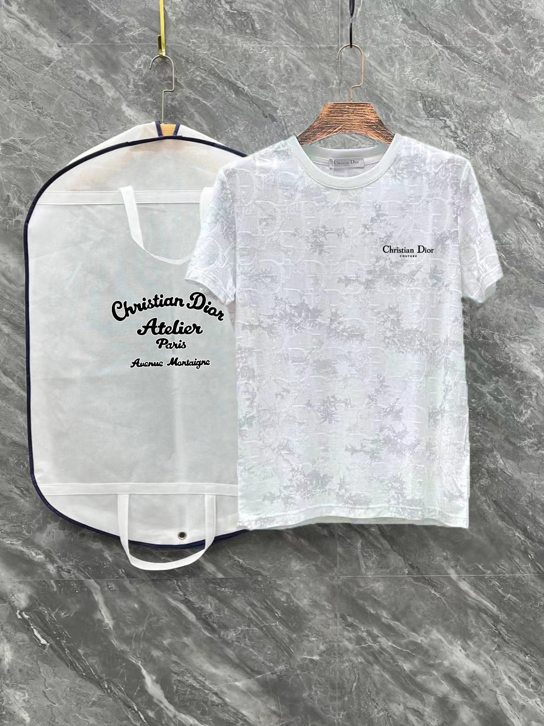 DIOR Tencel-Cotton Jacquard T-Shirt – Luxury Silk-Touch Fabric, Unisex Couple Edition (M–3XL)