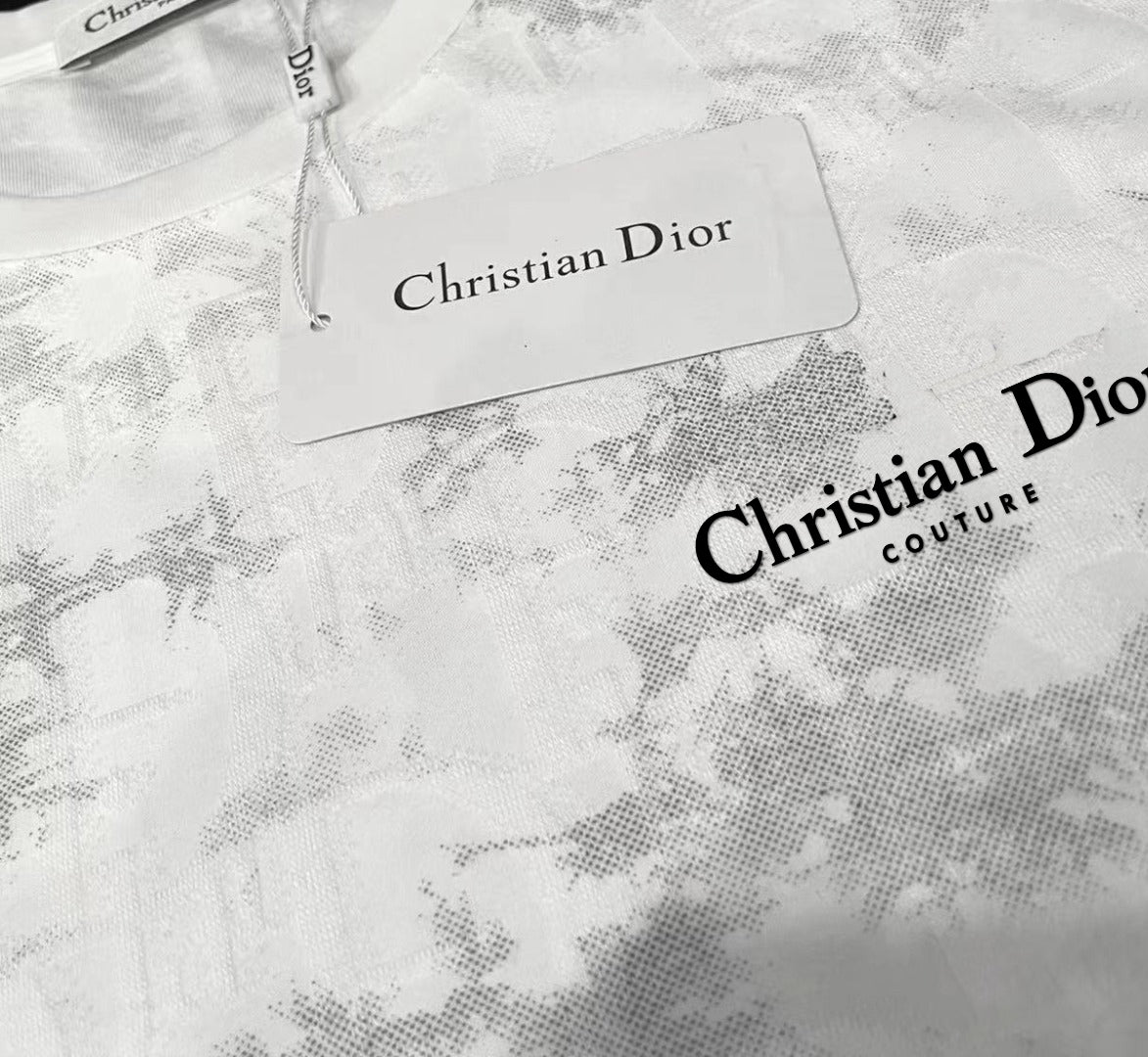 DIOR Tencel-Cotton Jacquard T-Shirt – Luxury Silk-Touch Fabric, Unisex Couple Edition (M–3XL)