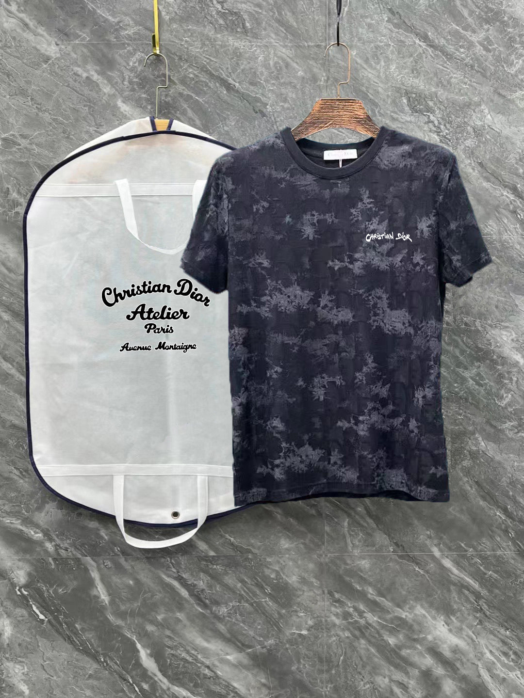 DIOR Tencel-Cotton Jacquard T-Shirt – Luxury Silk-Touch Fabric, Unisex Couple Edition (M–3XL)