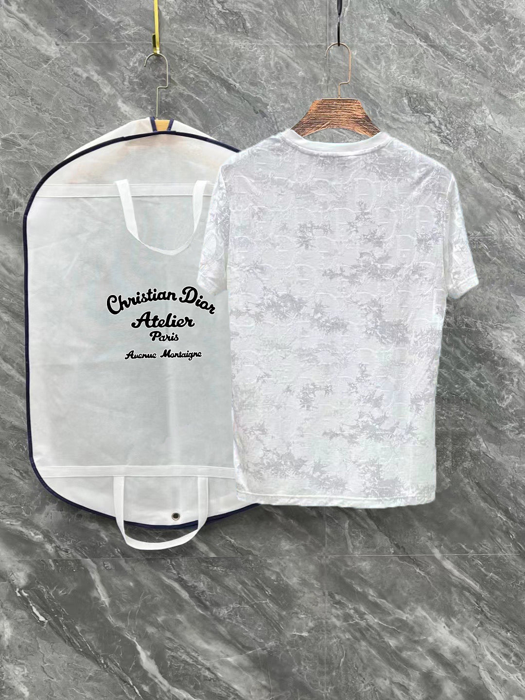 DIOR Tencel-Cotton Jacquard T-Shirt – Luxury Silk-Touch Fabric, Unisex Couple Edition (M–3XL)