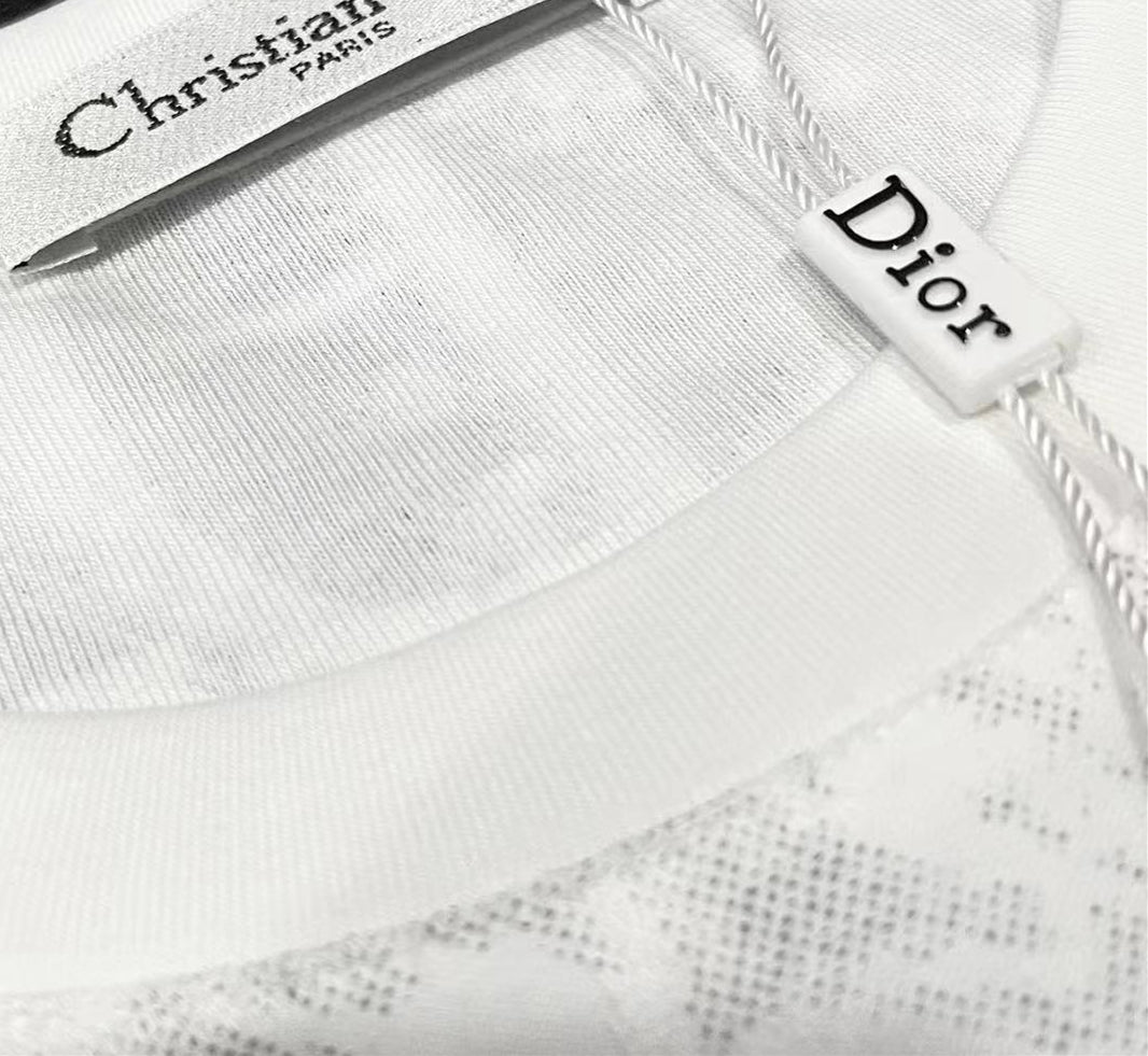 DIOR Tencel-Cotton Jacquard T-Shirt – Luxury Silk-Touch Fabric, Unisex Couple Edition (M–3XL)