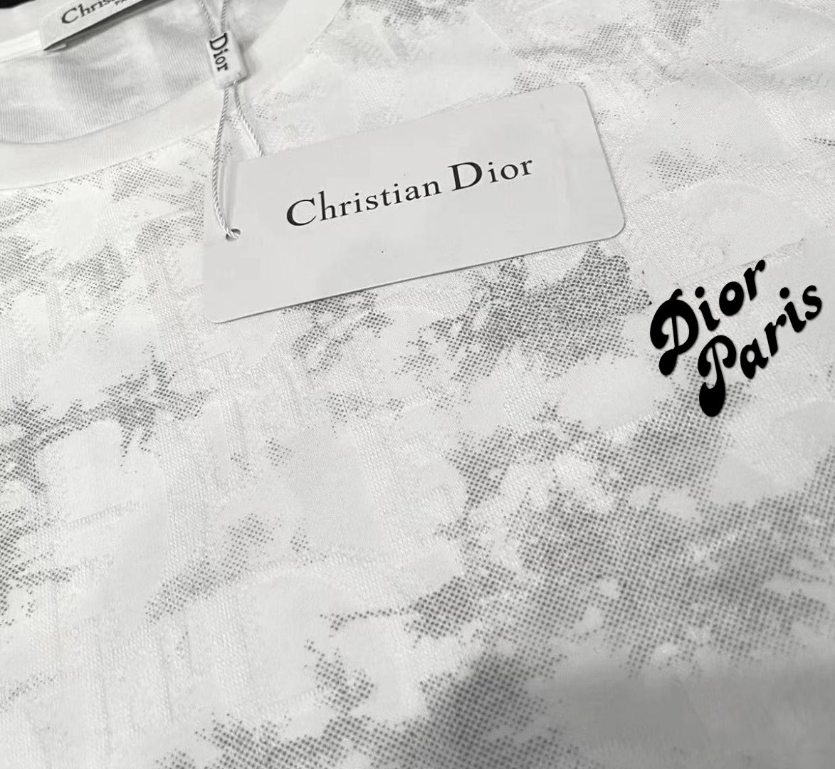 DIOR Tencel-Cotton Jacquard T-Shirt – Luxury Silk-Touch Fabric, Unisex Couple Edition (M–3XL)