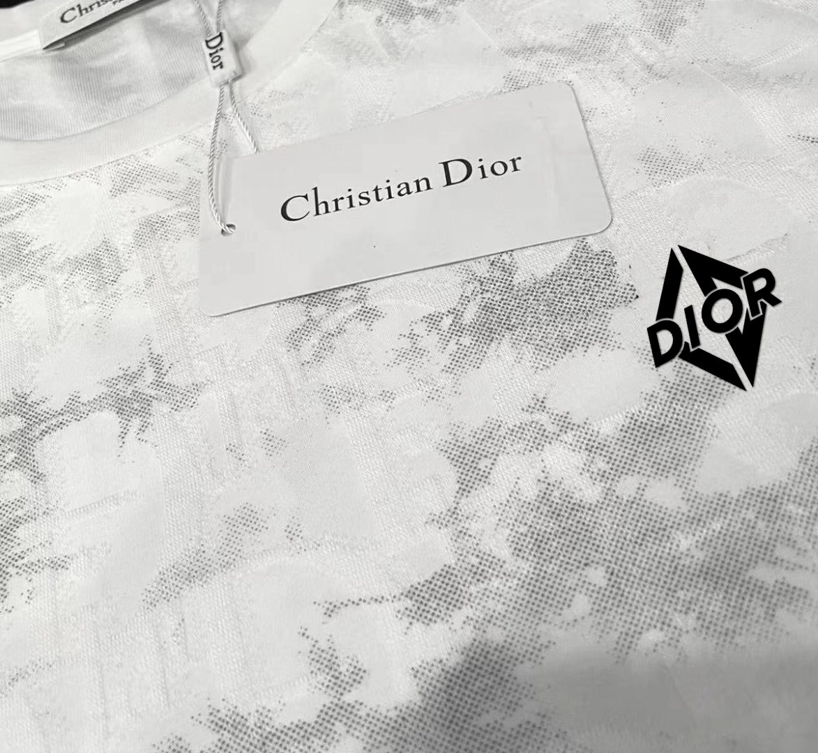 DIOR Tencel-Cotton Jacquard T-Shirt – Luxury Silk-Touch Fabric, Unisex Couple Edition (M–3XL)