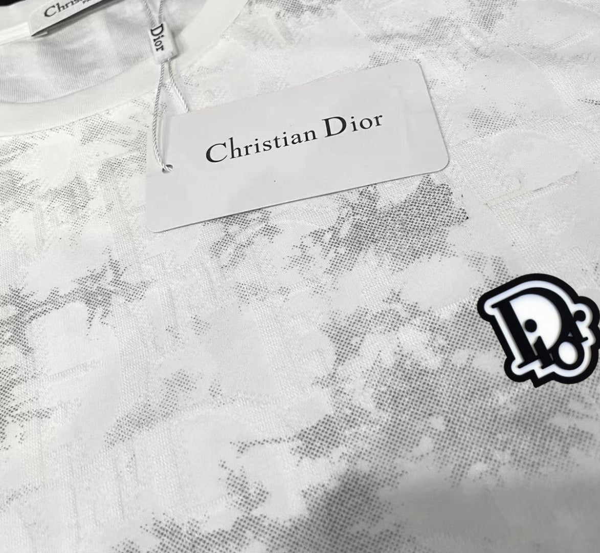 DIOR Tencel-Cotton Jacquard T-Shirt – Luxury Silk-Touch Fabric, Unisex Couple Edition (M–3XL)
