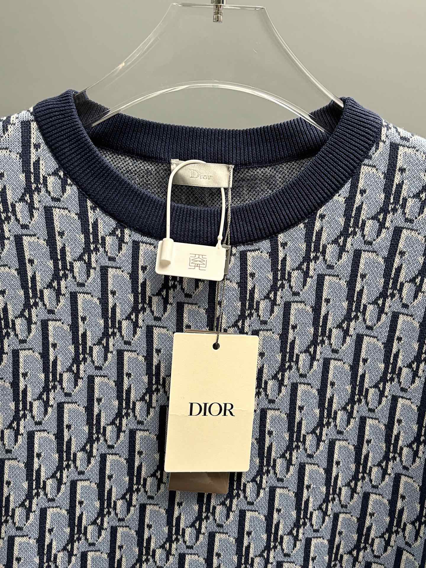 DIOR Classic Oblique Jacquard Knit T-Shirt – Iconic Full Monogram Weave (S–XL)