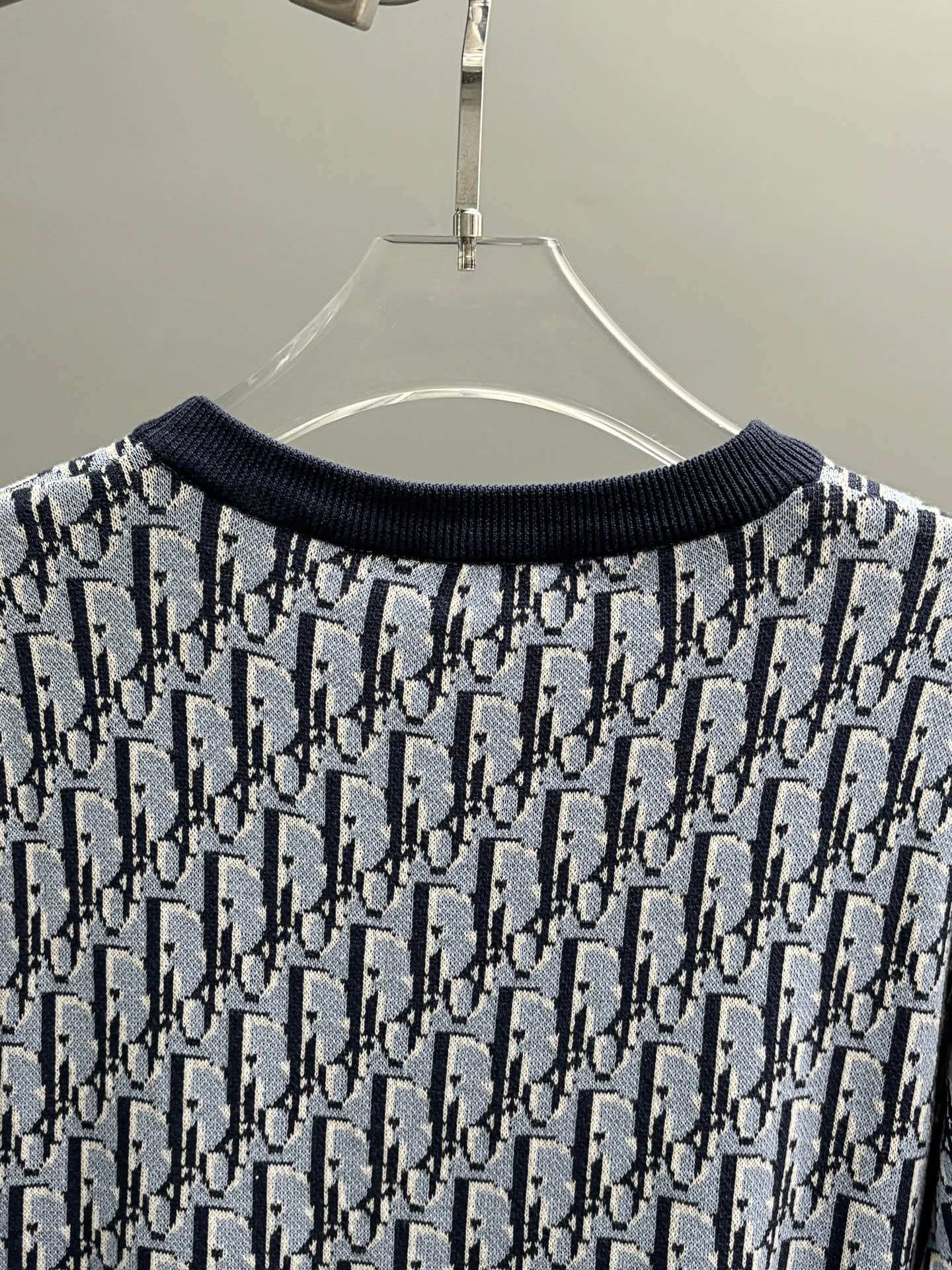 DIOR Classic Oblique Jacquard Knit T-Shirt – Iconic Full Monogram Weave (S–XL)