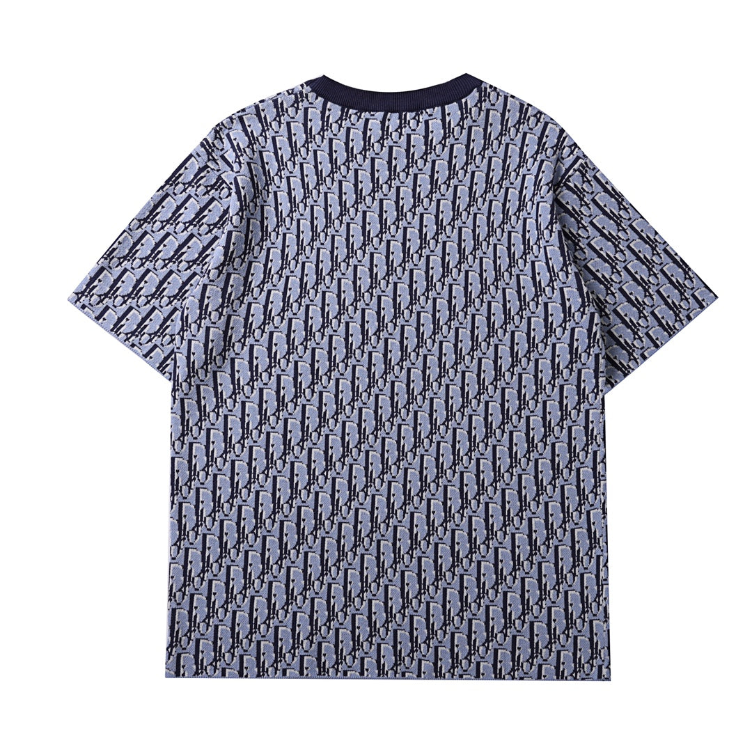 DIOR Classic Oblique Jacquard Knit T-Shirt – Iconic Full Monogram Weave (S–XL)