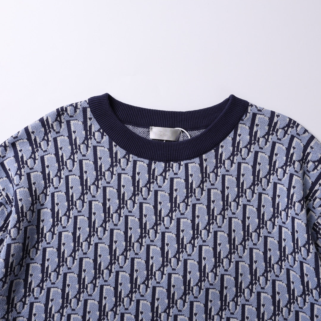 DIOR Classic Oblique Jacquard Knit T-Shirt – Iconic Full Monogram Weave (S–XL)