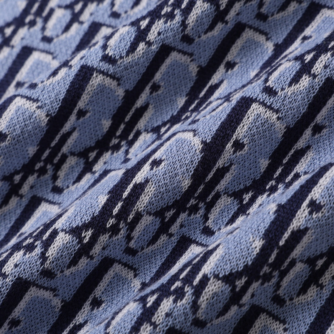 DIOR Classic Oblique Jacquard Knit T-Shirt – Iconic Full Monogram Weave (S–XL)
