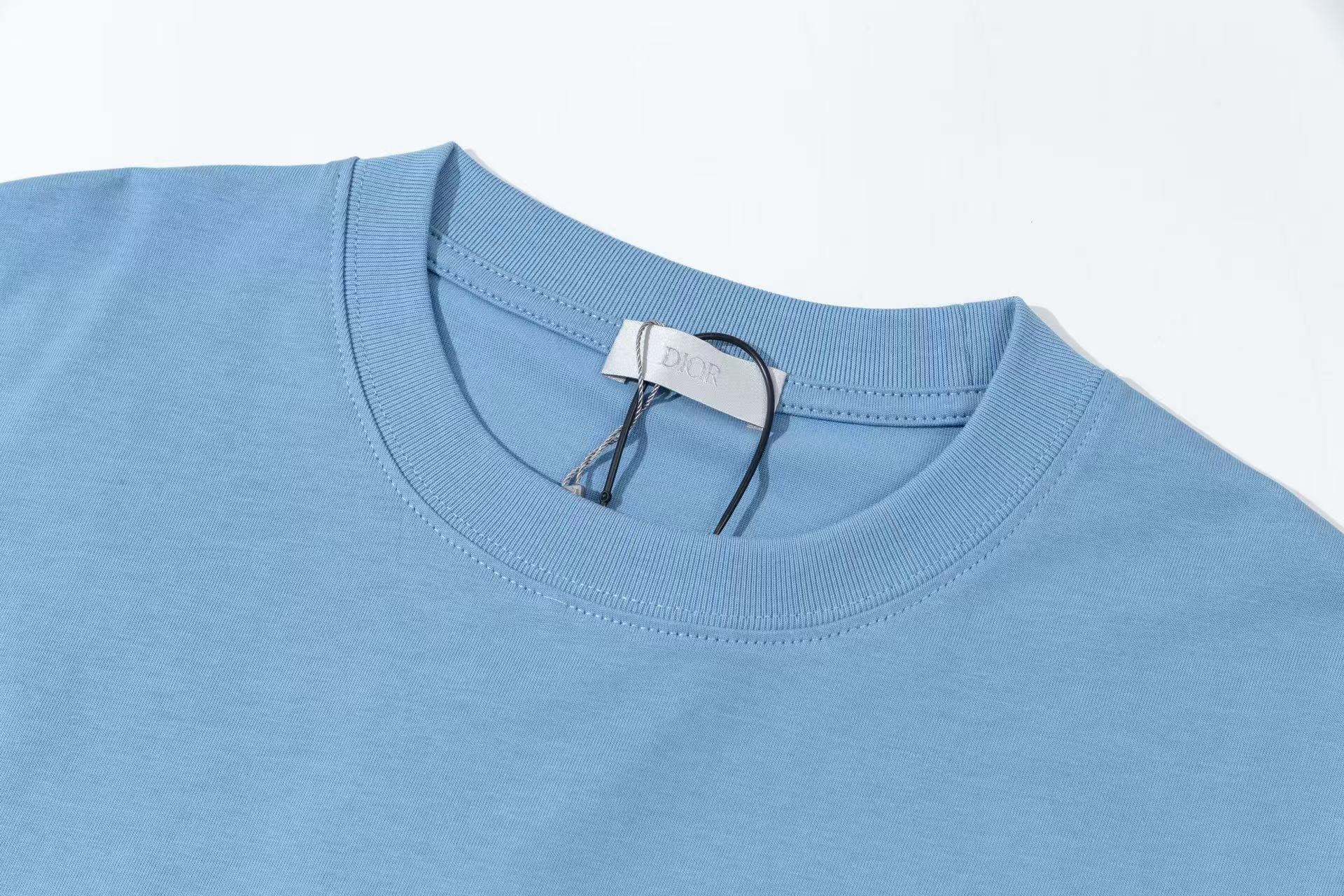DIOR 3D Embroidered Logo T-Shirt – Premium 280g Cotton | Sizes S–XL