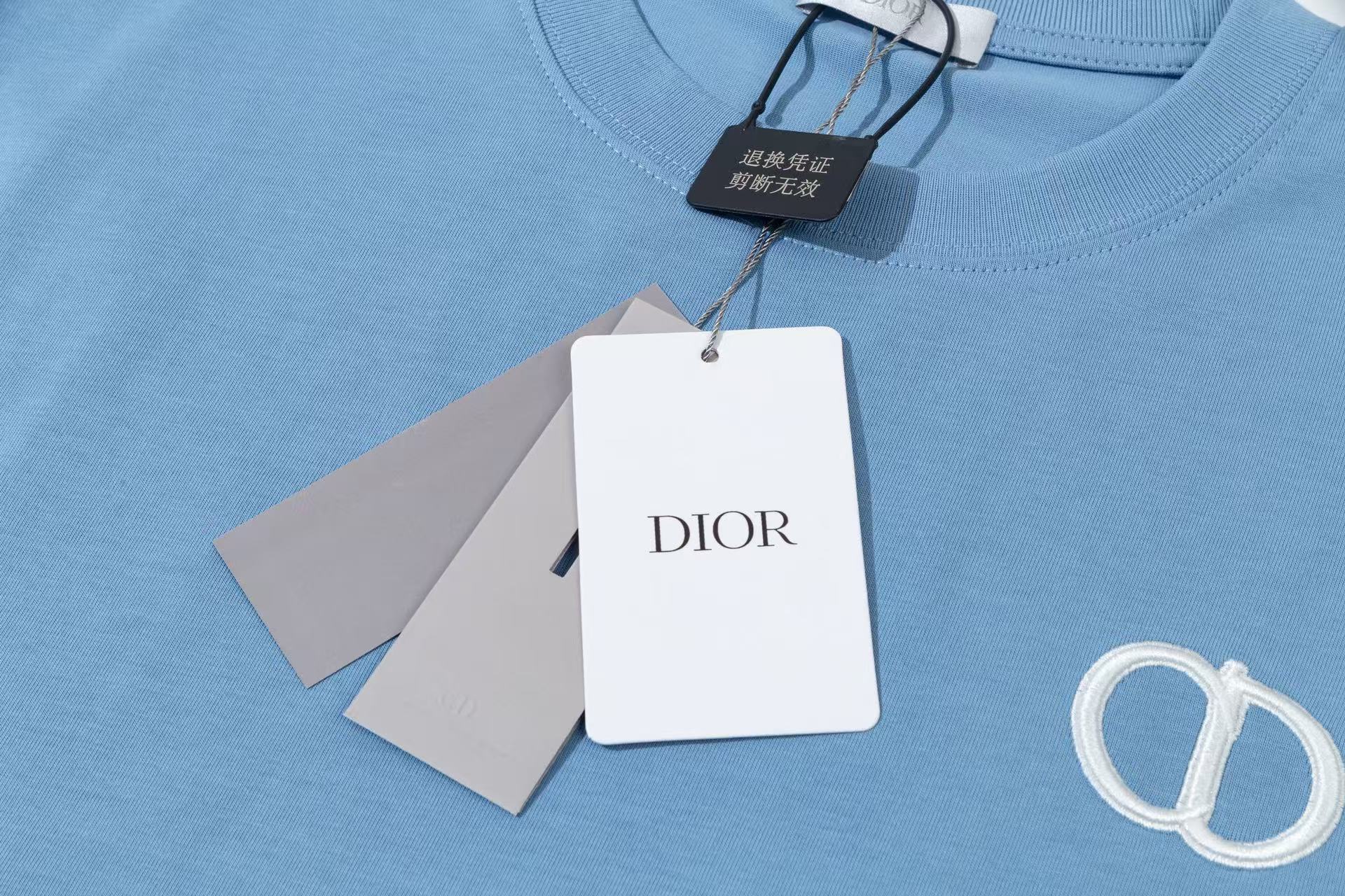 DIOR 3D Embroidered Logo T-Shirt – Premium 280g Cotton | Sizes S–XL