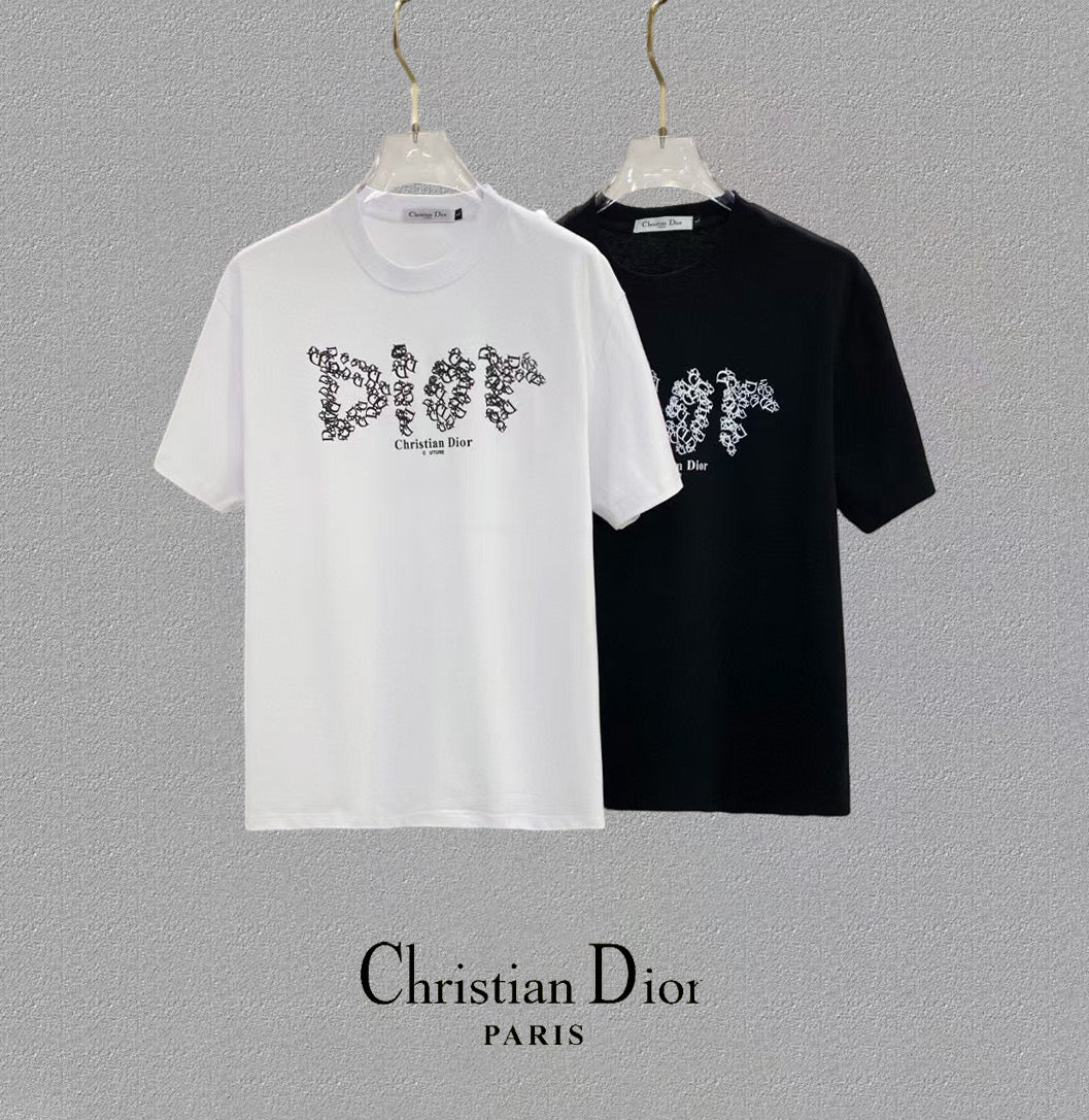 DIOR 25SS Oversized Logo Patch Print T-Shirt – Premium 280g Cotton | Unisex | Sizes 48–56