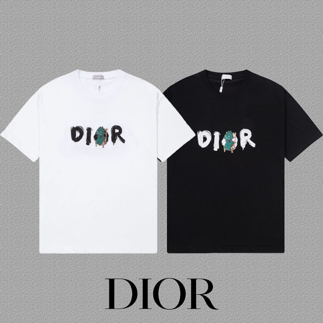 Christian Dior 2024FW Classic CD Embroidered Logo T-Shirt | Unisex | S–XXL