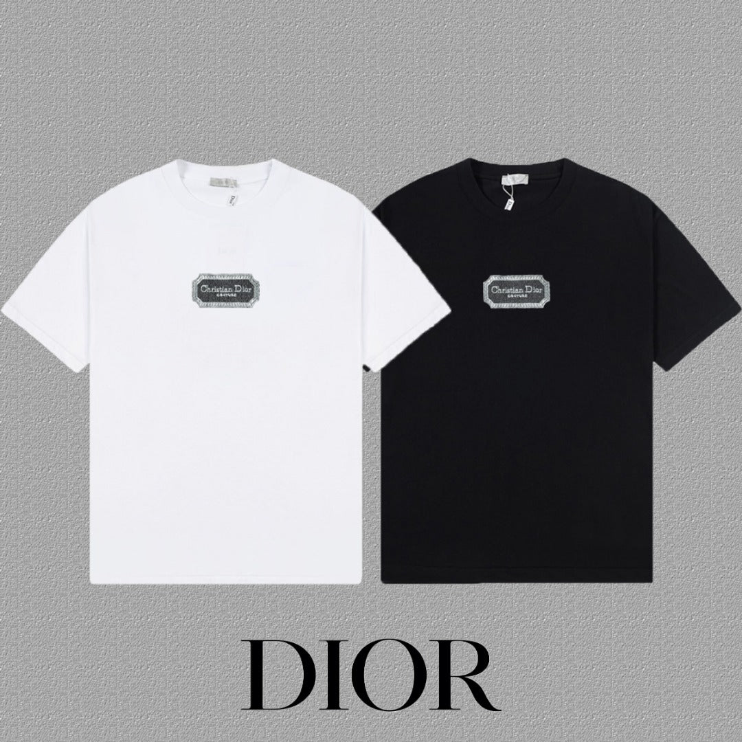 Christian Dior 2024FW Classic CD Embroidered Logo T-Shirt | Unisex | S–XXL