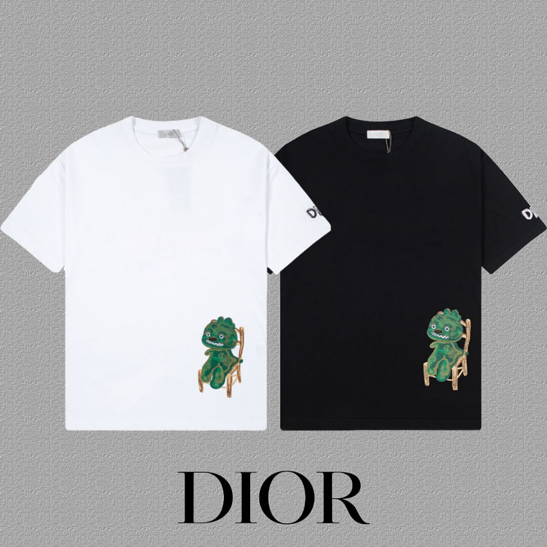 Christian Dior 2024FW Classic CD Embroidered Logo T-Shirt | Unisex | S–XXL