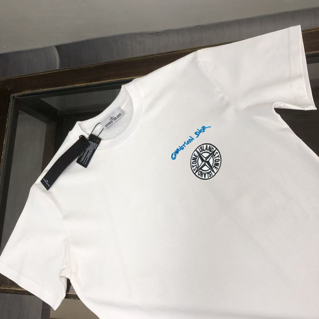 Dior × Stone Island SS25 Embroidered Logo T-Shirt | 280g Premium Cotton | S–XL