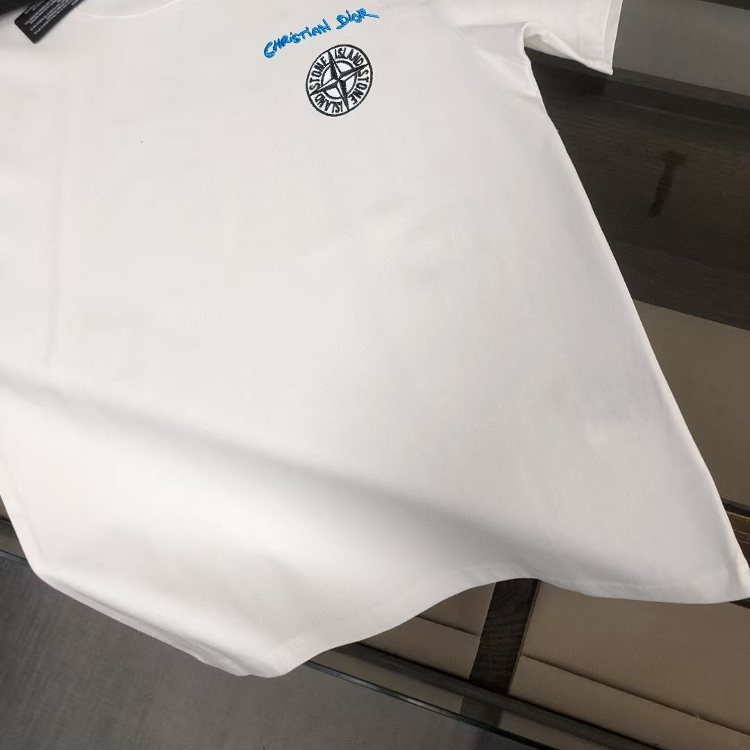 Dior × Stone Island SS25 Embroidered Logo T-Shirt | 280g Premium Cotton | S–XL