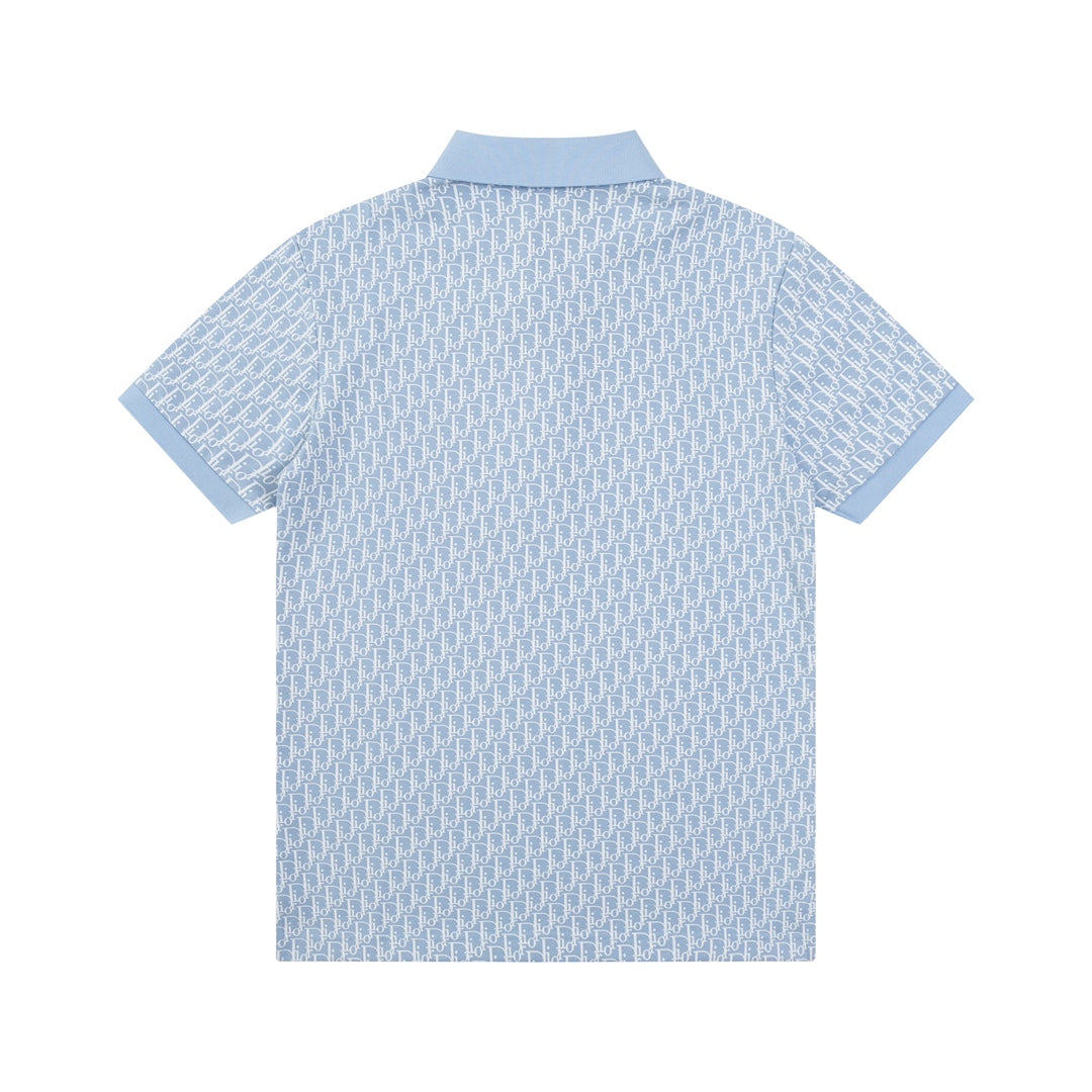 Dior CD Monogram Polo Shirt | Retro 80s-Inspired Design | Blue | M–3XL