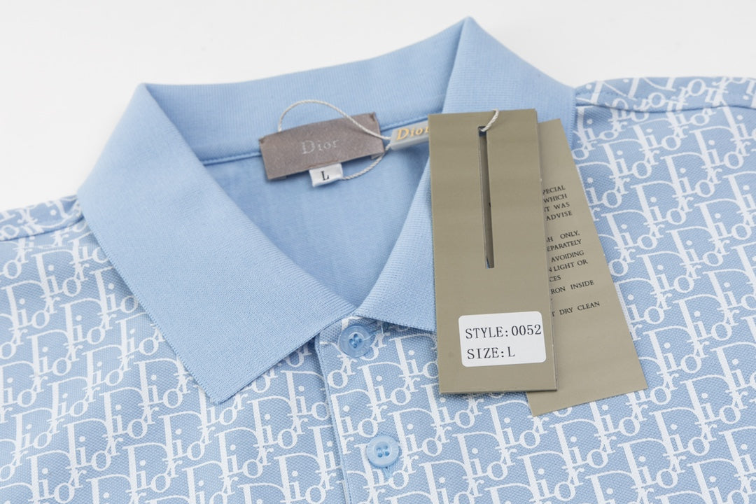 Dior CD Monogram Polo Shirt | Retro 80s-Inspired Design | Blue | M–3XL