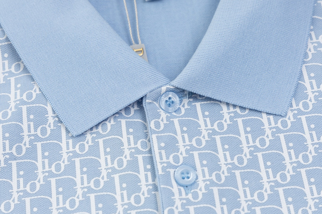 Dior CD Monogram Polo Shirt | Retro 80s-Inspired Design | Blue | M–3XL